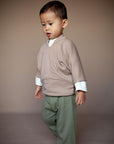 Child wearing HISOPO pants in Rosemary, front view