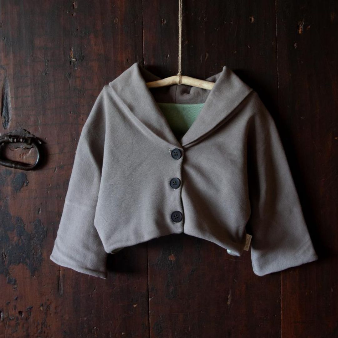 ALMOND jacket in Acorn Brown / Sage — garment photograph