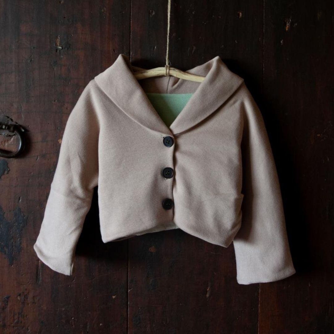 ALMOND jacket in Cinnamon / Sage — garment photograph