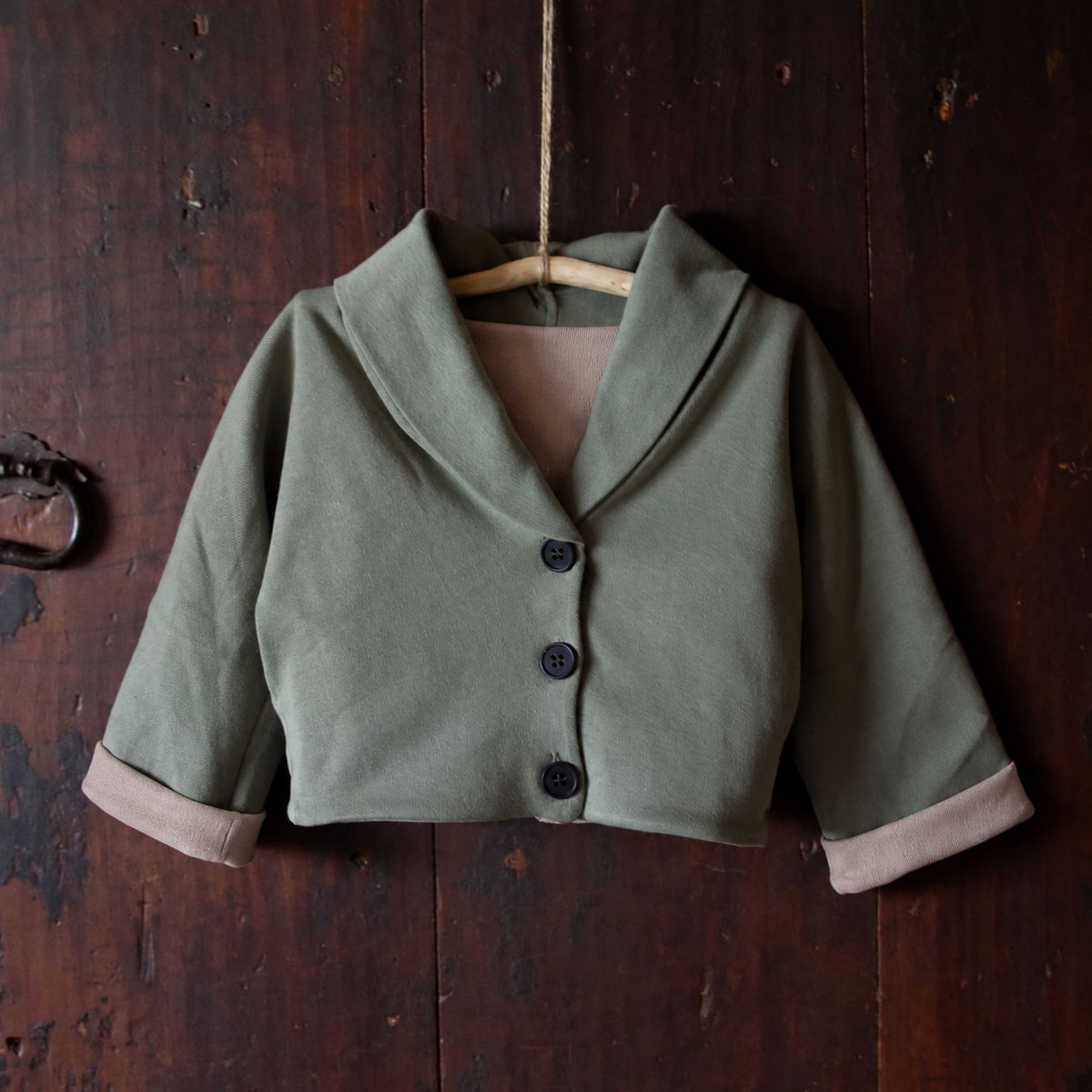 ALMOND jacket in Rosemary / Cinnamon — garment photograph